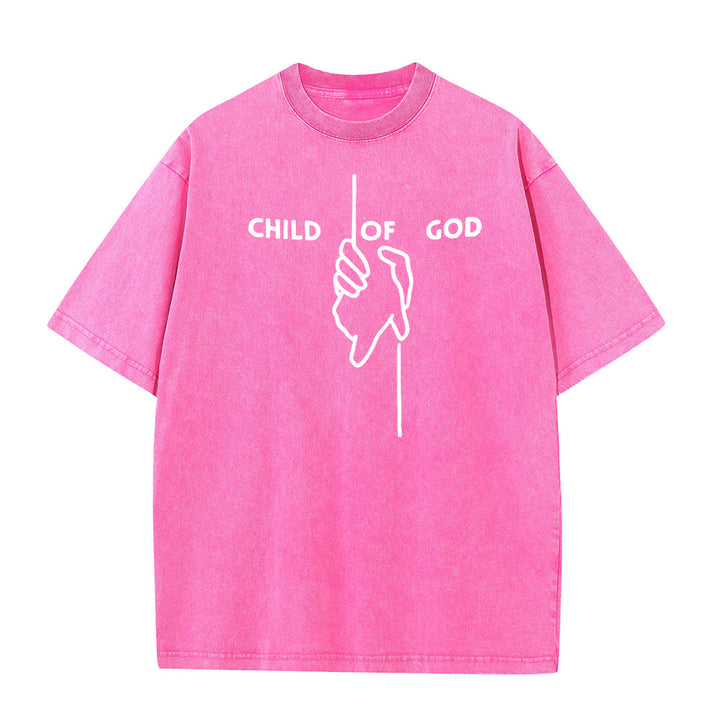 T-shirt unisexe délavé Christianartworkshop « Enfant de Dieu » : Motif croix fait main et foi éternelle - Rose - 5XL - image 9