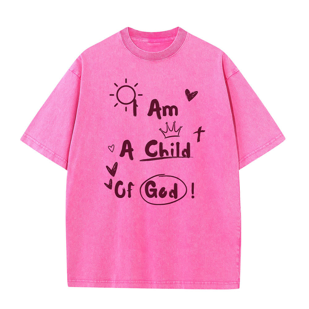 T-shirt délavé style gribouillage vibrant « Je suis un enfant de Dieu » de Christianartworkshop - Rose - 5XL - image 8