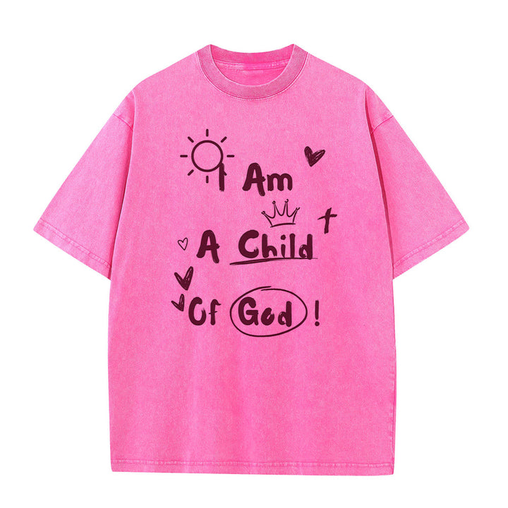 T-shirt délavé style gribouillage vibrant « Je suis un enfant de Dieu » de Christianartworkshop - Rose - 5XL - image 8