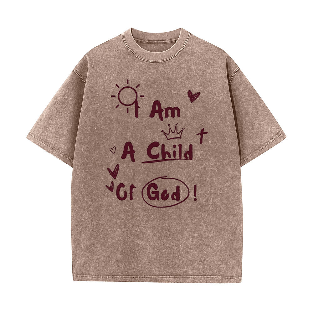 T-shirt délavé style gribouillage vibrant « Je suis un enfant de Dieu » de Christianartworkshop - Café - 5XL - image 6