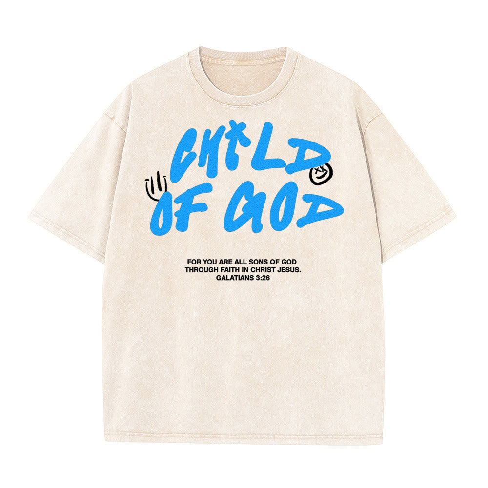 T-shirt unisexe délavé « Enfant de Dieu » style graffiti vibrant de Christianartworkshop - Abricot - 5XL - image 6