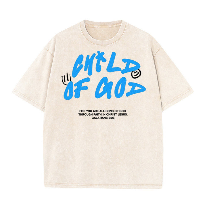 T-shirt unisexe délavé « Enfant de Dieu » style graffiti vibrant de Christianartworkshop - Abricot - 5XL - image 6