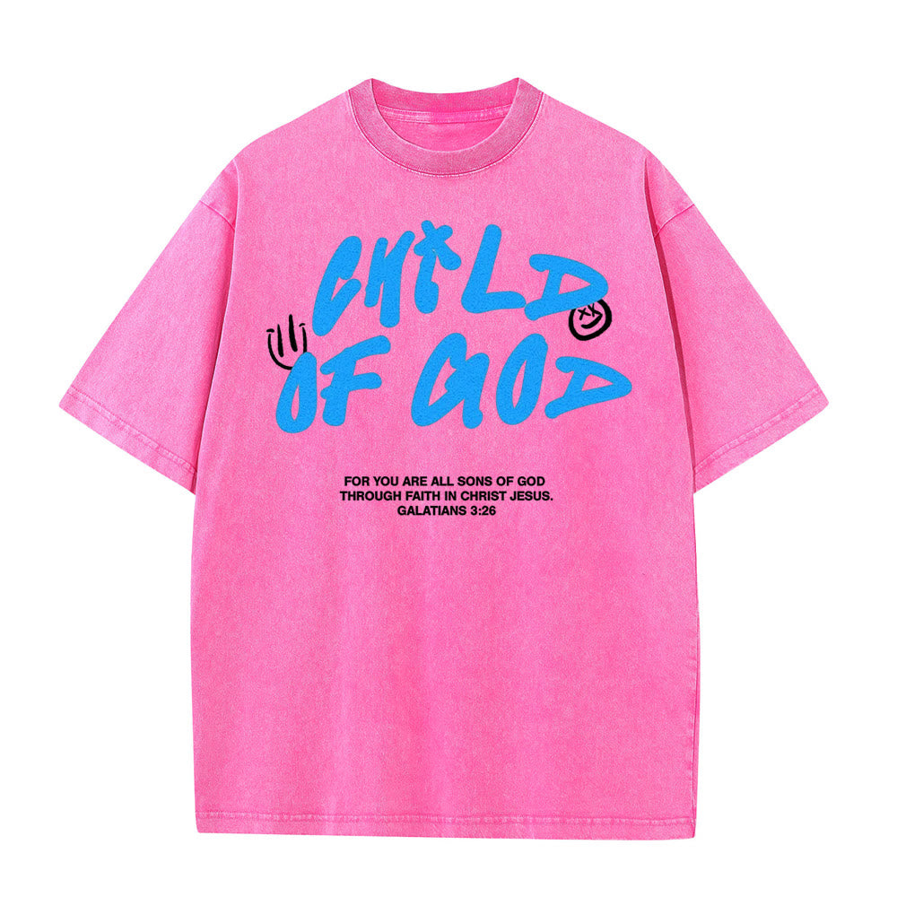 T-shirt unisexe délavé « Enfant de Dieu » style graffiti vibrant de Christianartworkshop - Rose - 5XL - image 9