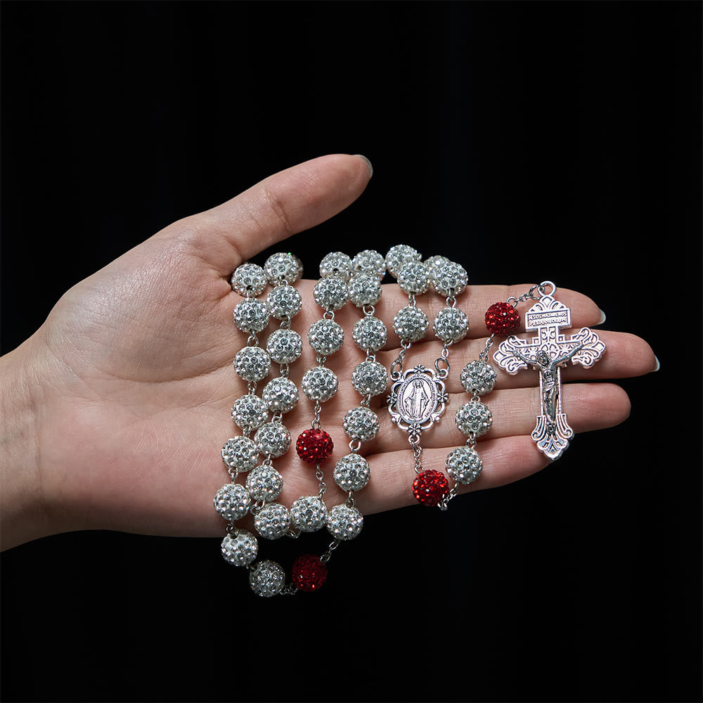 Christianartworkshop Collier avec médaille miraculeuse et crucifix en argent et pierres précieuses rondes de 10 mm - image 4
