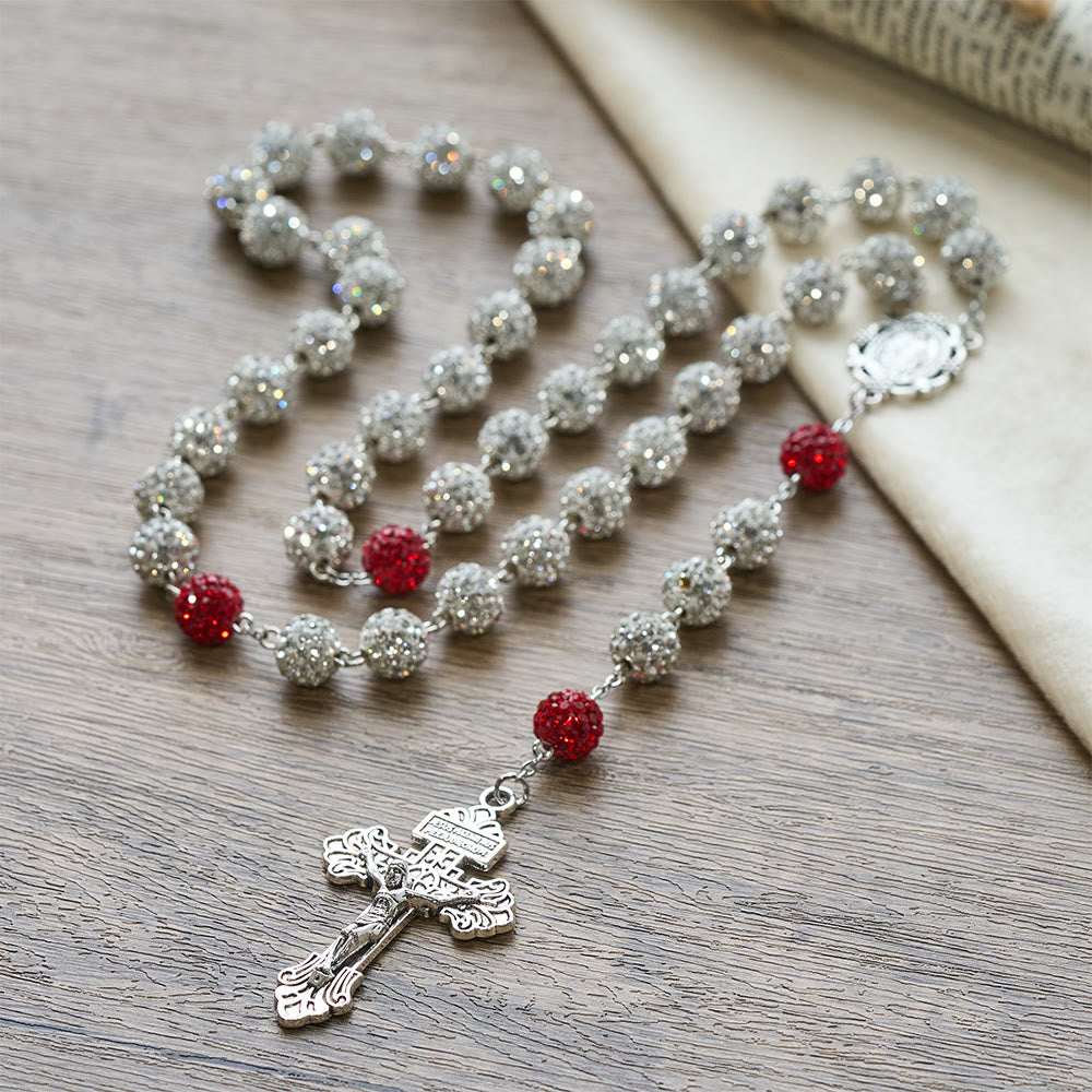 Christianartworkshop Collier avec médaille miraculeuse et crucifix en argent et pierres précieuses rondes de 10 mm - image 2