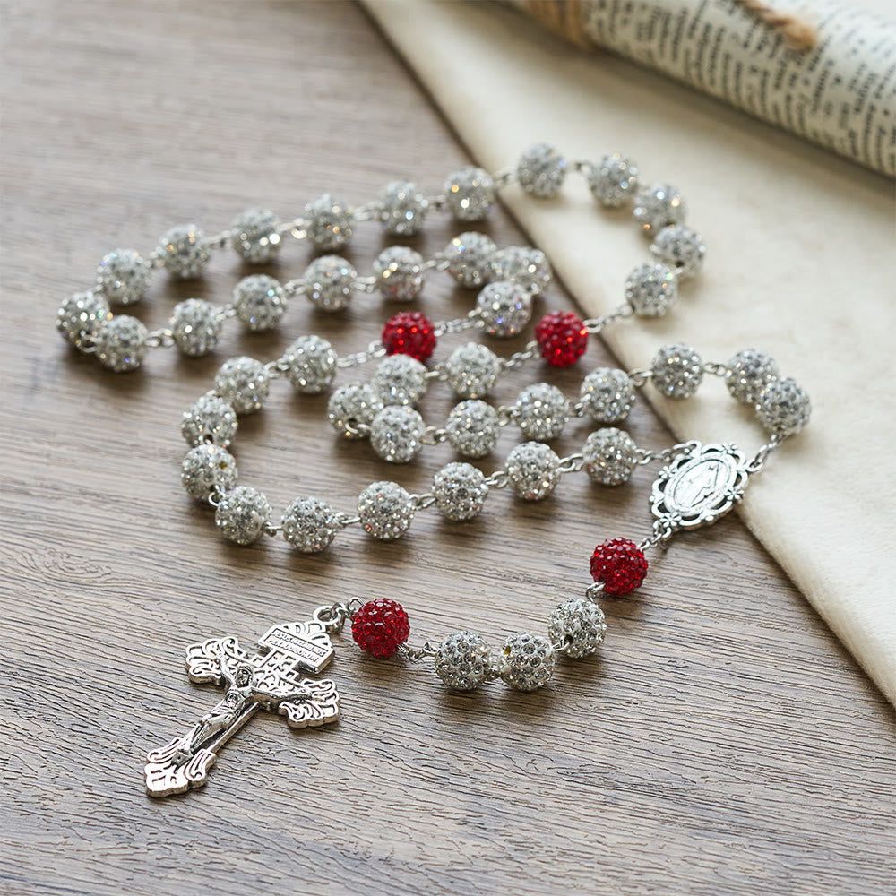 Christianartworkshop Collier avec médaille miraculeuse et crucifix en argent et pierres précieuses rondes de 10 mm - image 1