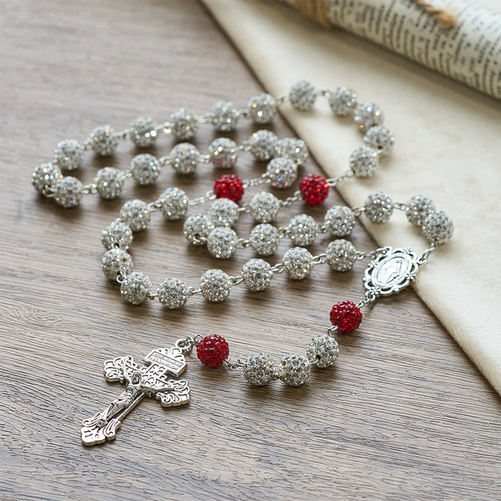 Christianartworkshop Collier avec médaille miraculeuse et crucifix en argent et pierres précieuses rondes de 10 mm - image 1