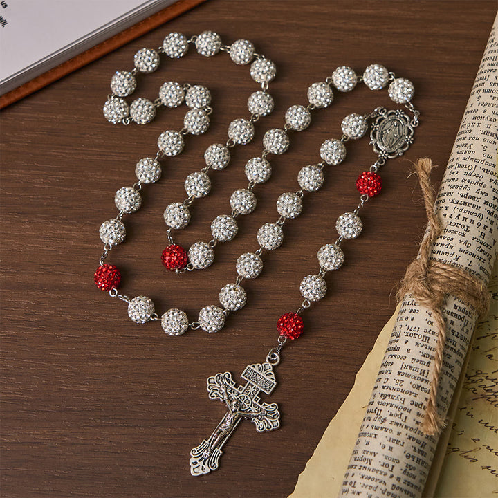 Christianartworkshop Collier avec médaille miraculeuse et crucifix en argent et pierres précieuses rondes de 10 mm - image 3