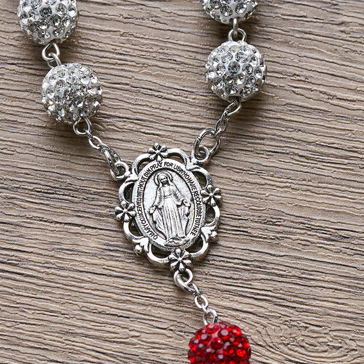 Christianartworkshop Collier avec médaille miraculeuse et crucifix en argent et pierres précieuses rondes de 10 mm - image 6
