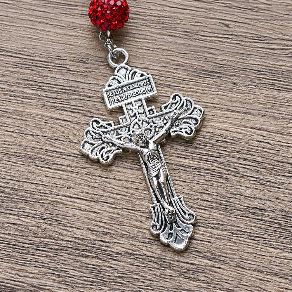 Christianartworkshop Collier avec médaille miraculeuse et crucifix en argent et pierres précieuses rondes de 10 mm - image 5