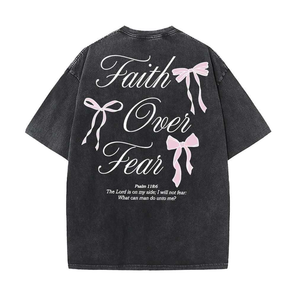 T-shirt unisexe délavé Christianartworkshop « La foi plutôt que la peur » - Noir - 5XL - image 0