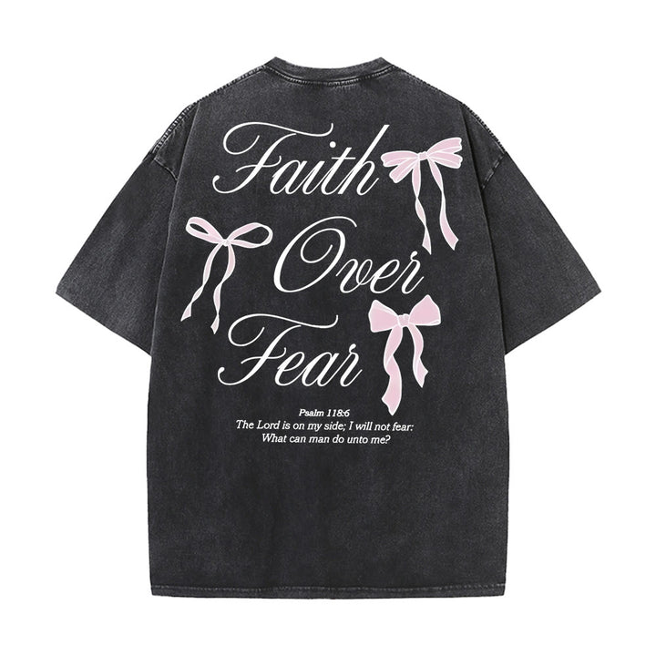 T-shirt unisexe délavé Christianartworkshop « La foi plutôt que la peur » - Noir - 5XL - image 0