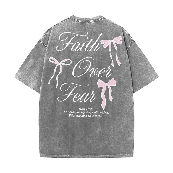 T-shirt unisexe délavé Christianartworkshop « La foi plutôt que la peur » - Gris - 5XL - image 5