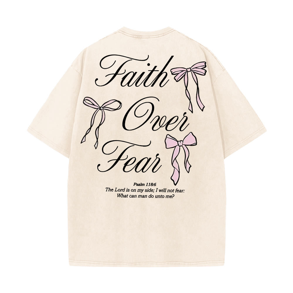 T-shirt unisexe délavé Christianartworkshop « La foi plutôt que la peur » - Abricot - 5XL - image 3