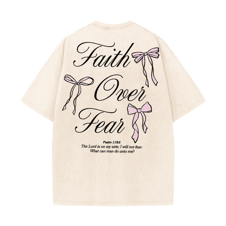 T-shirt unisexe délavé Christianartworkshop « La foi plutôt que la peur » - Abricot - 5XL - image 3