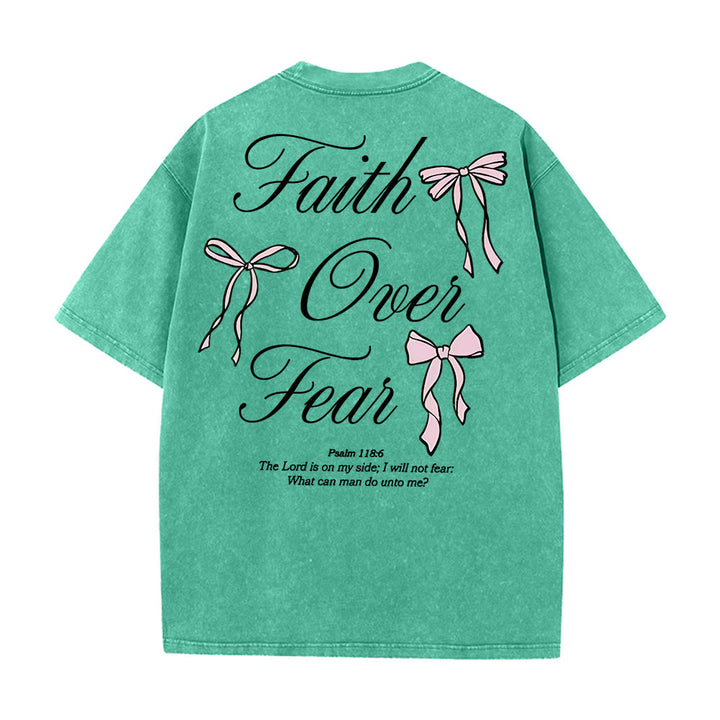 T-shirt unisexe délavé Christianartworkshop « La foi plutôt que la peur » - Vert - 5XL - image 13