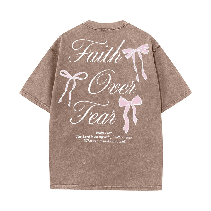 T-shirt unisexe délavé Christianartworkshop « La foi plutôt que la peur » - Café - 5XL - image 15