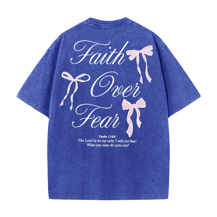 T-shirt unisexe délavé Christianartworkshop « La foi plutôt que la peur » - Bleu - 5XL - image 9