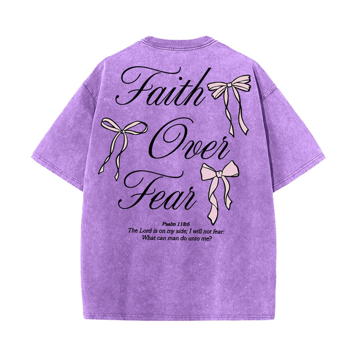 T-shirt unisexe délavé Christianartworkshop « La foi plutôt que la peur » - Violet - 5XL - image 11