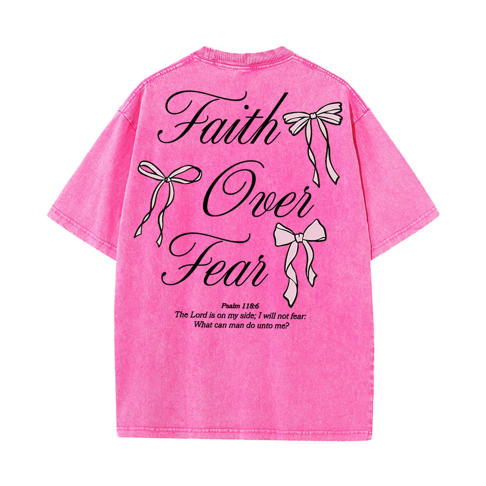 T-shirt unisexe délavé Christianartworkshop « La foi plutôt que la peur » - Rose - 5XL - image 17