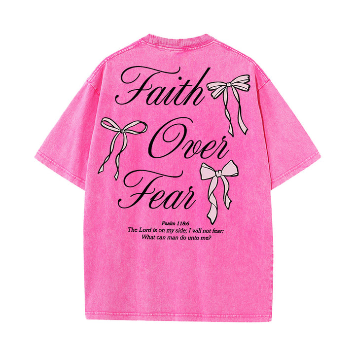T-shirt unisexe délavé Christianartworkshop « La foi plutôt que la peur » - Rose - 5XL - image 17