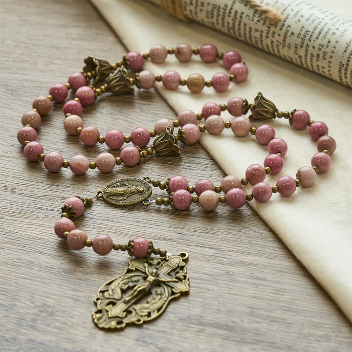 Christianartworkshop Chapelet tulipe en bois de rose et bronze : Grâce inébranlable dans la prière - image 4