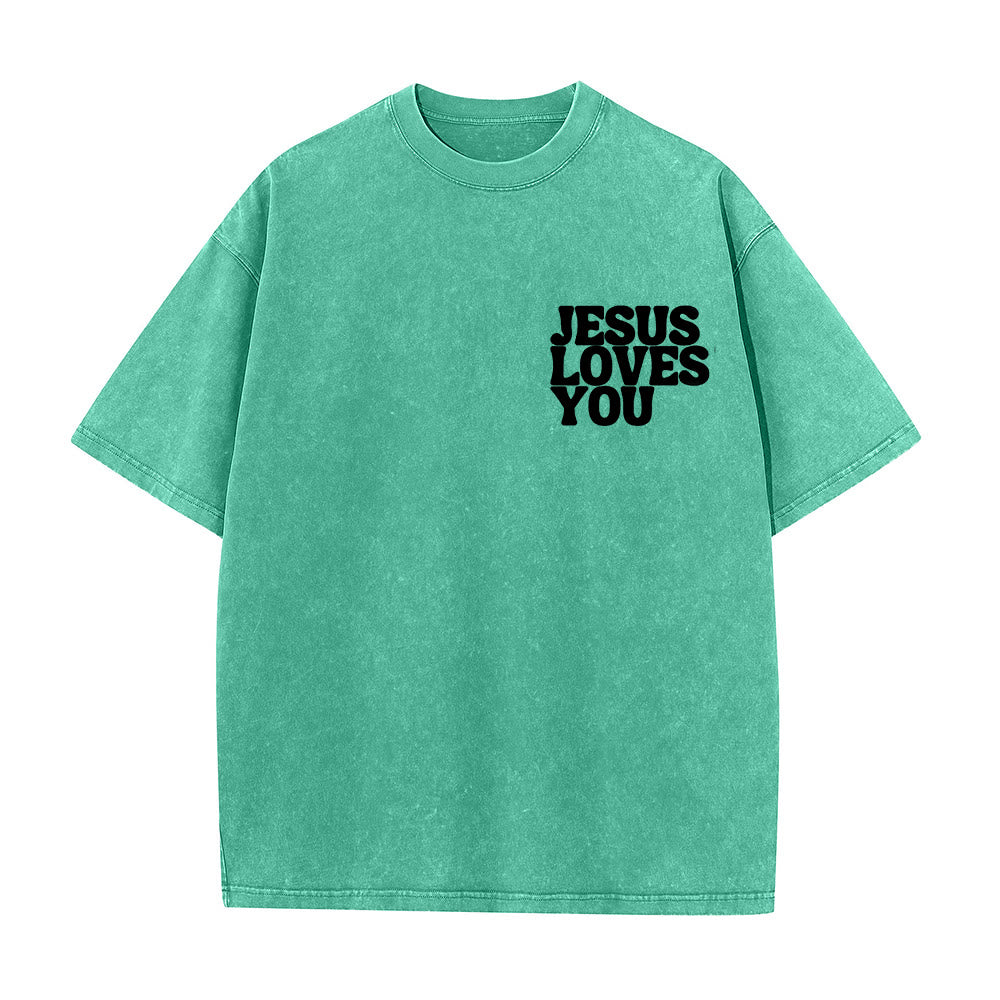 T-shirt unisexe délavé Christianartworkshop « Bonne nouvelle, Jésus vous aime » - image 9