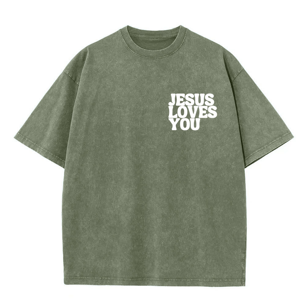 T-shirt unisexe délavé Christianartworkshop « Bonne nouvelle, Jésus vous aime » - image 11