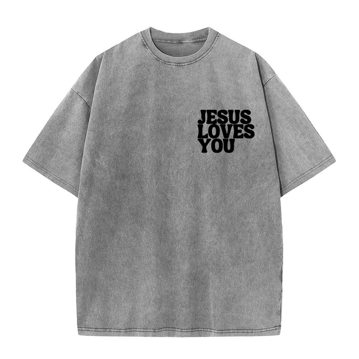 T-shirt unisexe délavé Christianartworkshop « Bonne nouvelle, Jésus vous aime » - image 13