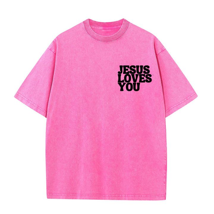 T-shirt unisexe délavé Christianartworkshop « Bonne nouvelle, Jésus vous aime » - image 7