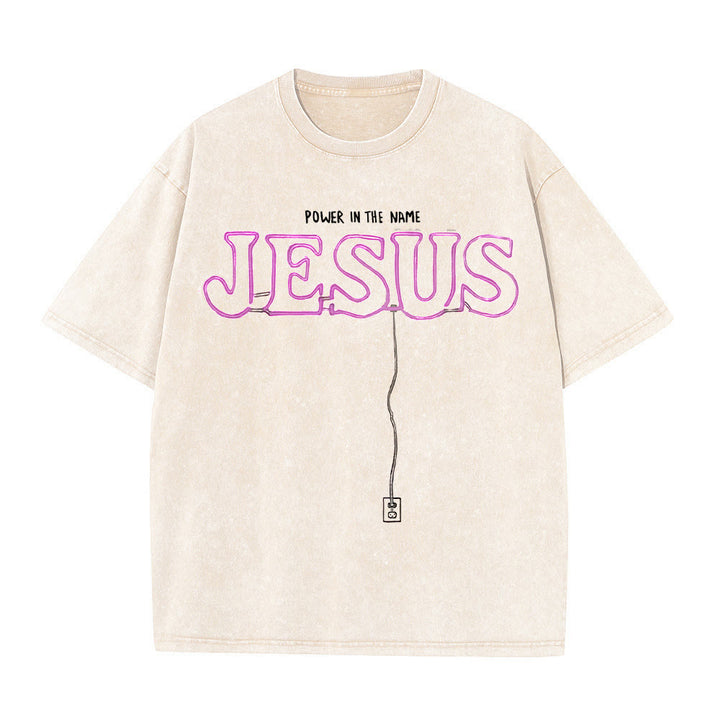 T-shirt unisexe délavé Christianartworkshop « La puissance dans le nom de Jésus » - Abricot - 5XL - image 3