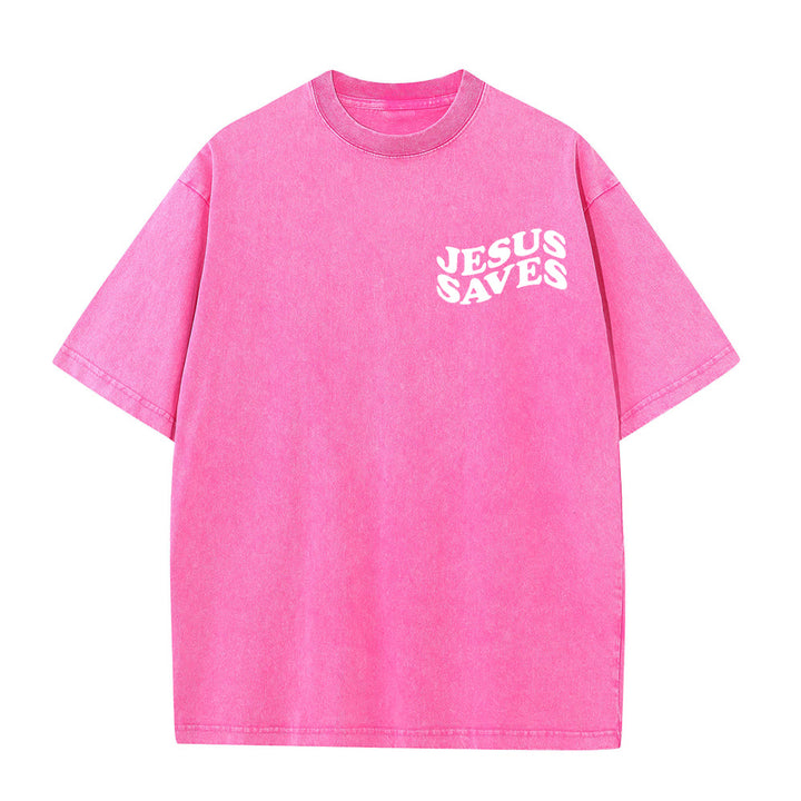 T-shirt unisexe délavé Christianartworkshop avec motif croix « Jésus sauve » - image 11