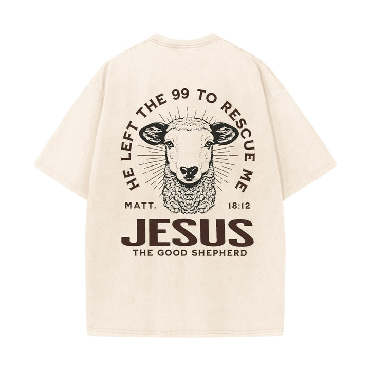 T-shirt unisexe délavé Christianartworkshop « Il a quitté les 99 pour me sauver » - Abricot - 5XL - image 12