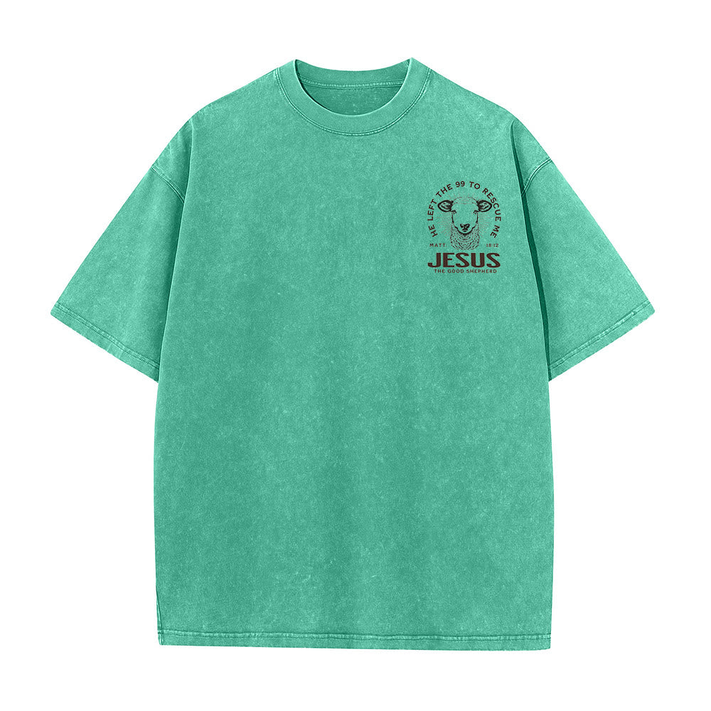 T-shirt unisexe délavé Christianartworkshop « Il a quitté les 99 pour me sauver » - image 17