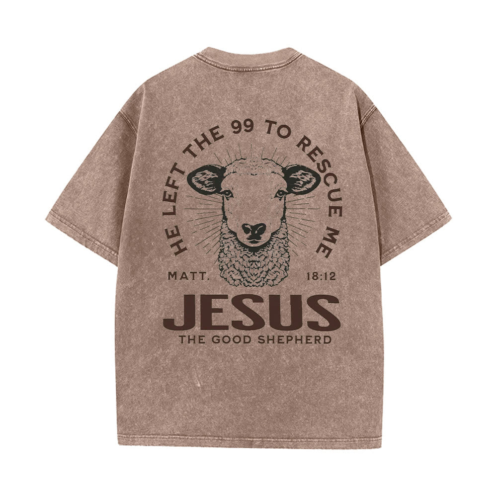 T-shirt unisexe délavé Christianartworkshop « Il a quitté les 99 pour me sauver » - Café - 5XL - image 8