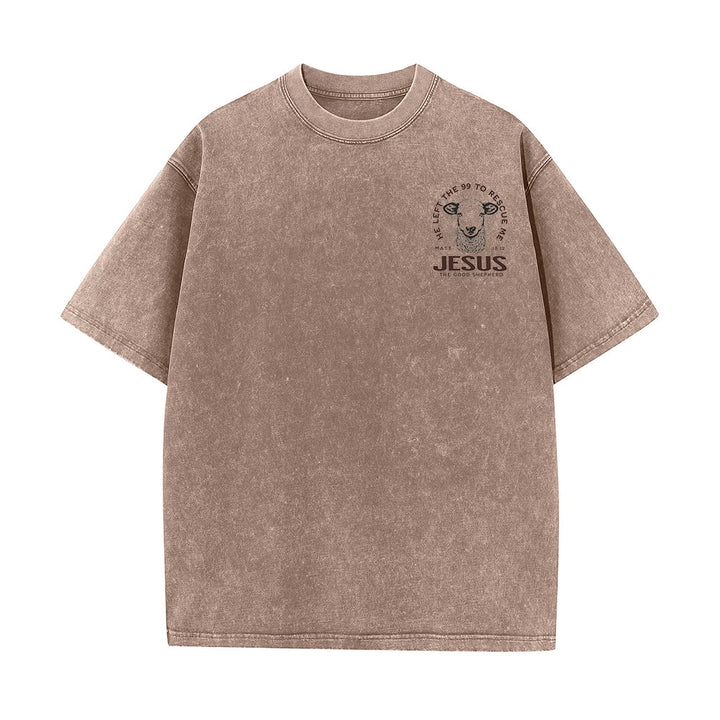 T-shirt unisexe délavé Christianartworkshop « Il a quitté les 99 pour me sauver » - image 9
