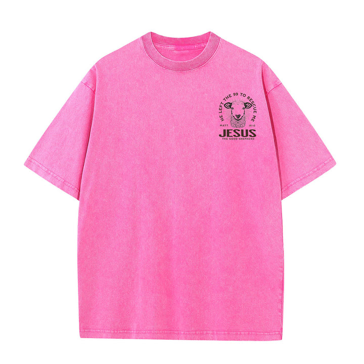 T-shirt unisexe délavé Christianartworkshop « Il a quitté les 99 pour me sauver » - image 11