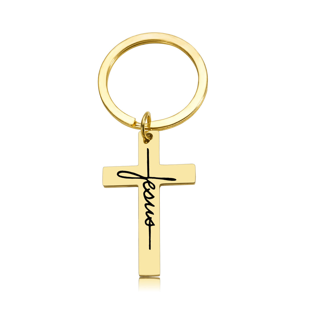 Christianartworkshop Porte-clés Croix de Jésus : Son nom dans les moments du quotidien - Doré - image 5