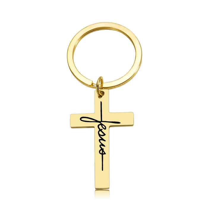 Christianartworkshop Porte-clés Croix de Jésus : Son nom dans les moments du quotidien - Doré - image 5