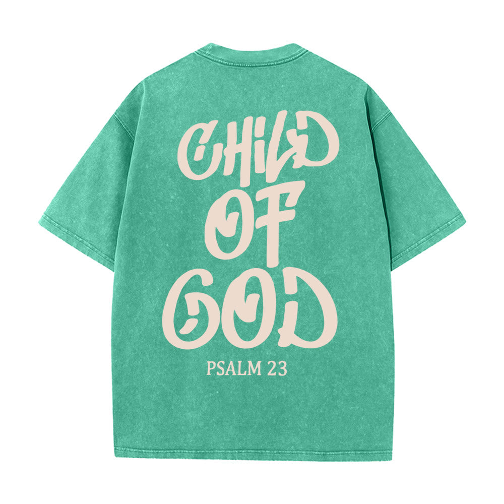 T-shirt unisexe délavé Christianartworkshop Chic Spiritual Child of God Psaume 23 - Vert - 5XL - image 14