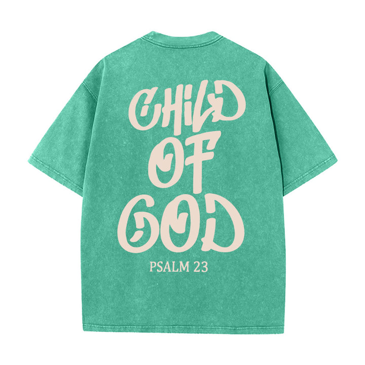 T-shirt unisexe délavé Christianartworkshop Chic Spiritual Child of God Psaume 23 - Vert - 5XL - image 14