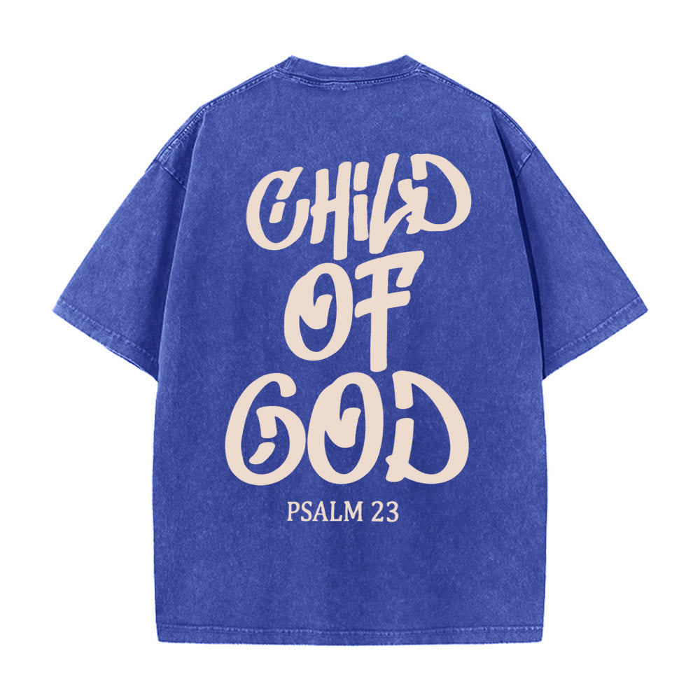 T-shirt unisexe délavé Christianartworkshop Chic Spiritual Child of God Psaume 23 - Bleu - 5XL - image 6