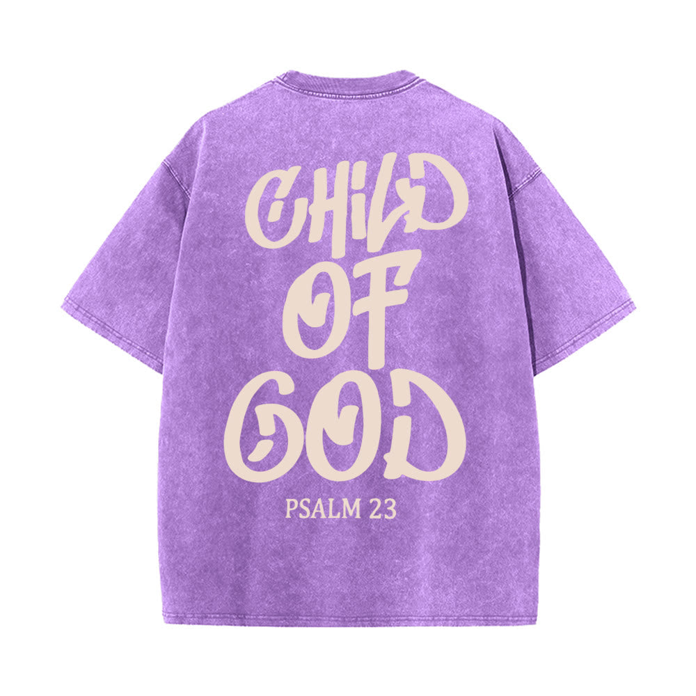 T-shirt unisexe délavé Christianartworkshop Chic Spiritual Child of God Psaume 23 - Violet - 5XL - image 8