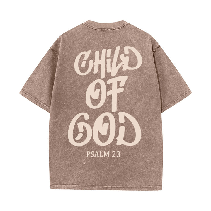 T-shirt unisexe délavé Christianartworkshop Chic Spiritual Child of God Psaume 23 - Café - 5XL - image 12