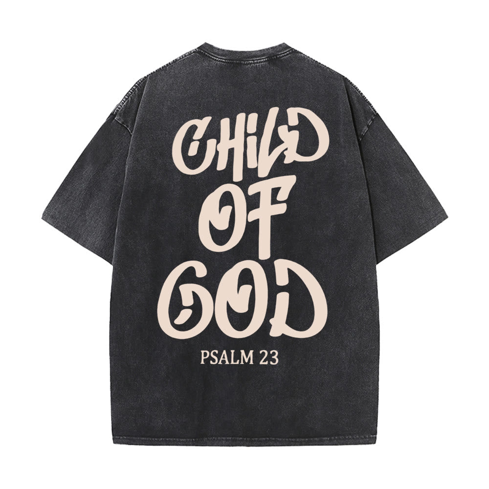 T-shirt unisexe délavé Christianartworkshop Chic Spiritual Child of God Psaume 23 - Noir - 5XL - image 2