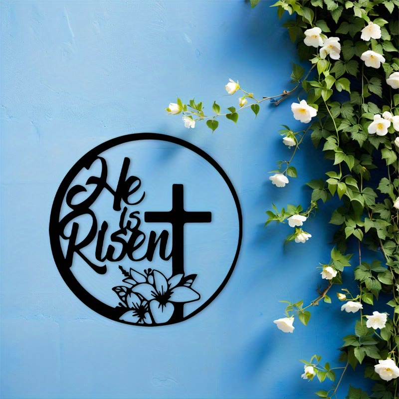Christianartworkshop Décoration murale en métal « Il est ressuscité » pour Pâques : L’espoir de la résurrection dans les espaces - image 3
