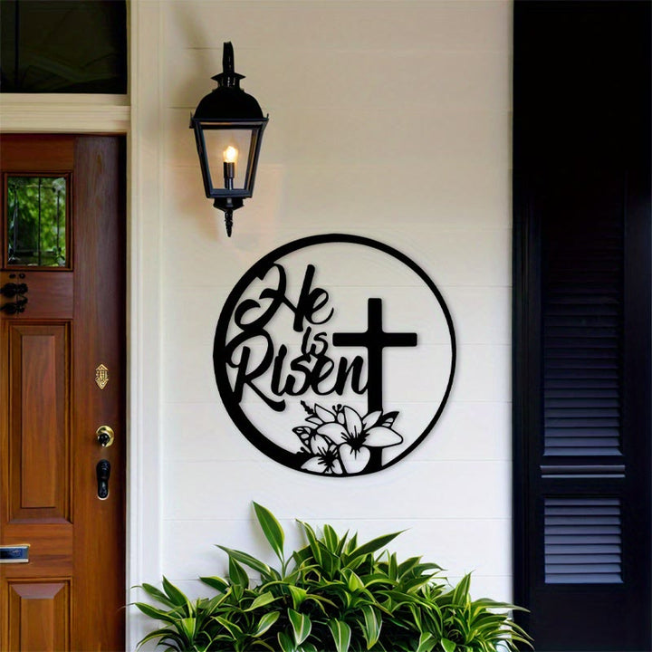 Christianartworkshop Décoration murale en métal « Il est ressuscité » pour Pâques : L’espoir de la résurrection dans les espaces - image 2