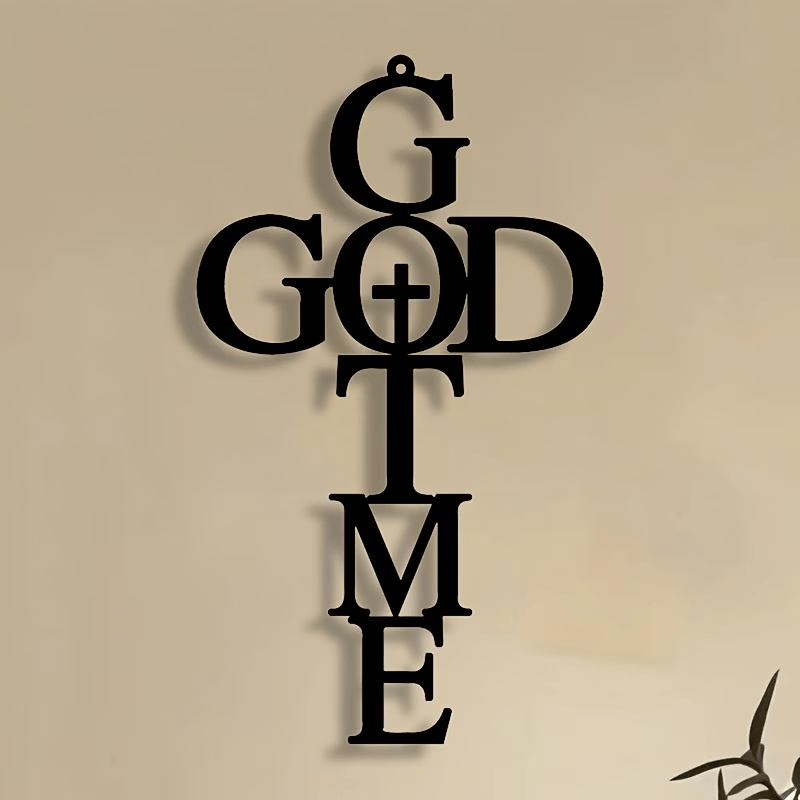 Christianartworkshop Décoration en métal Croix et TEMPS DE DIEU : Un rappel discret de Sa présence - 10,67''*15,75''/27,1*40cm - image 0