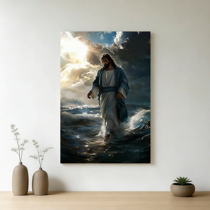 Christianartworkshop Jésus marchant sur l'eau : Calme divin et assurance sacrée (affiche murale) - image 1