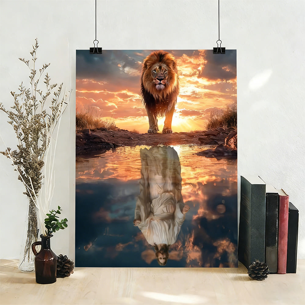 Christianartworkshop Reflet du Lion et de Jésus : Majesté divine et humilité sacrée - Affiche murale - image 2